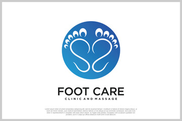 Reflexology logo design with podiatry and foot clinic unique concept Premium Vector