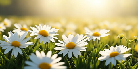 Idyllic daisy bloom in spring or summer