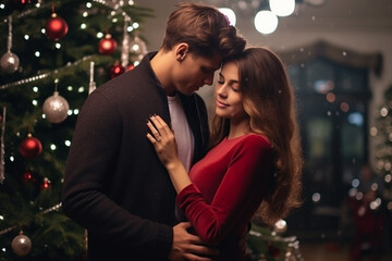 Fototapeta premium couple at christmas time