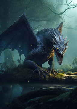 RPG DND fantasy character for Dungeons and Dragons, Roleplay, Avatar, Dragon, Drake, Forest dragon, Frost Dragon