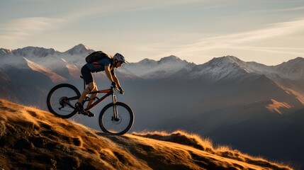 mountain biker in the sunset