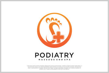 Reflexology logo design with podiatry and foot clinic unique concept Premium Vector