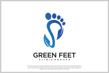 Reflexology logo design with podiatry and foot clinic unique concept Premium Vector