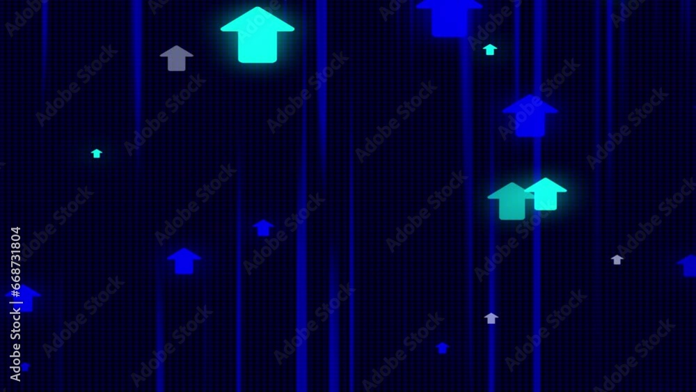 Poster random moving geometric arrow lines background . neon arrow on colorful background. e_1400
