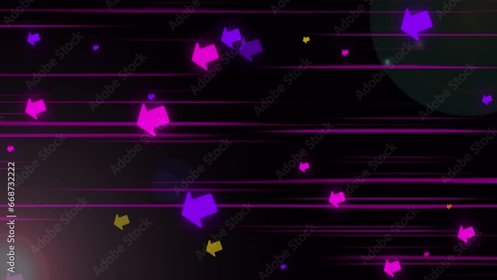 Poster random moving geometric arrow lines background . neon arrow on colorful background. e_1407