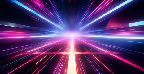 futuristic light rush, vibrant streaks creating an ethereal tunnel of glowing beams and abstract beauty.