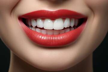 White teeth and red lips	