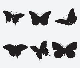 Fototapeta na wymiar isolated black silhouette of a butterfly , vector collection