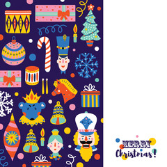 Christmas card the Nutcracker. Cute magic vector illustration.