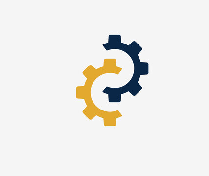 easy operation process with thin line gearwheel. outline trend modern simple recycle or execute logotype graphic design element isolated on white. concept of financial engine or solution realization