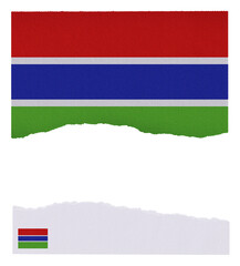 Gambia flag isolated on torn paper