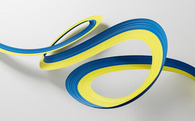 3d Flag Of Ukraine 3d Waving Ribbon Flag Isolated On White Background, 3d Illustration