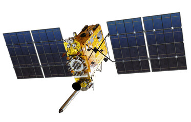 Navigation space satellite GLONASS-K isolated on transparecy background, PNG format - 668735439