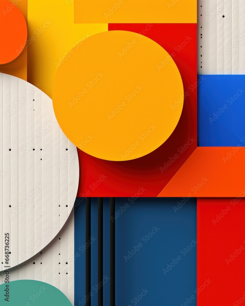 Poster vibrant abstract backdrop adorned with circles and geometric forms, exuding a harmonious blend of co