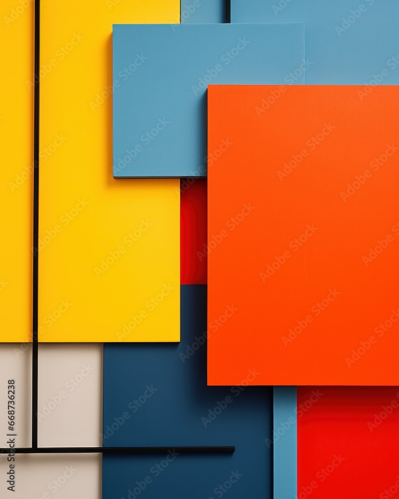 Poster vibrant abstract backdrop adorned with circles and geometric forms, exuding a harmonious blend of co