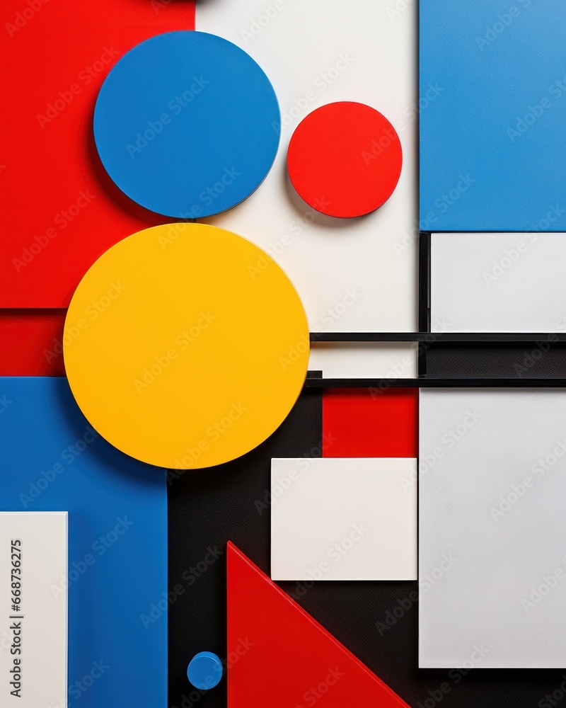Poster vibrant abstract backdrop adorned with circles and geometric forms, exuding a harmonious blend of co