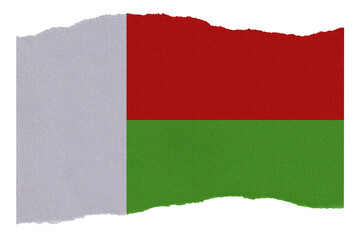 Madagascar country flag on torn paper