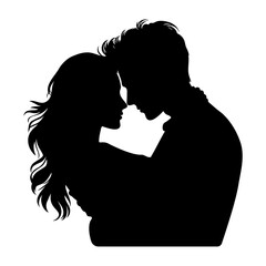 Couple of lovers embracing silhouette. Vector illustration