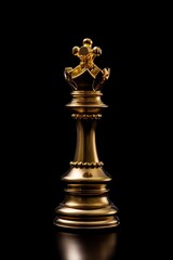 Fototapeta na wymiar gold chess queen king bishop piece on a black background