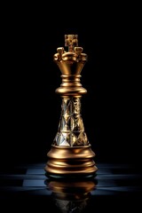 gold chess queen king  bishop piece on a black background