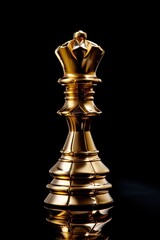 gold chess queen king  bishop piece on a black background