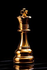 gold chess queen king  bishop piece on a black background - obrazy, fototapety, plakaty