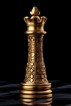 gold chess queen king  bishop piece on a black background