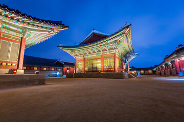 Gyeongbokgung Palace at night is beautiful, Seoul, South Korea.