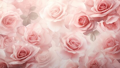 Beauty Pink Rose Pattern Background. Wedding Backdrop. Valentine's Day Banner. Illustration
