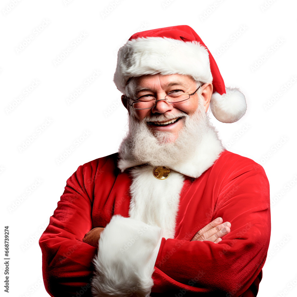 Sticker Portrait happy of santa claus solated on white