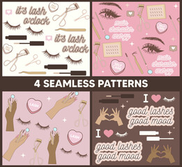 Obraz premium 4 patterns background wallpaper cute pink lashes lash artist