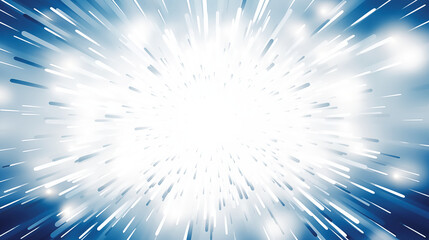 Abstract white and blue color background with light explosion pattern.