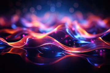 Abstract futuristic background with glowing wave and neon lines. Fantastic wallpaper