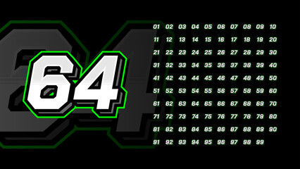 Simple And Shiny Racing Number Vector Clipart Decal Design