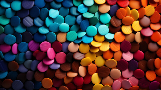 Sfondo astratto 3d multicolore, frattale, wallpaper colorato in formato 16:9 con piccoli pezzetti di plastica