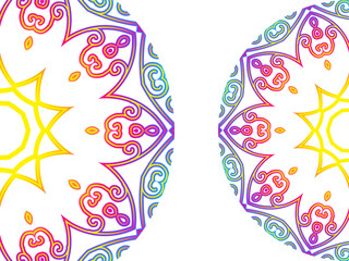 Luxurious couple double batik Java ethnic dayak flowers line art circle gradient background for aesthetic presentation
