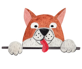 Funny dog face. Watercolor illustration on white background