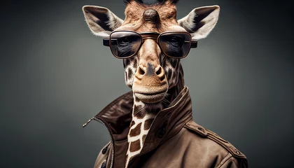 Foto op Canvas Giraffe als Chef mit Mantel lustige skurrile Tiere Charakter chefposition Vorgesetzter Vorstand Kommunikation Stärke beweisen Vorstellungsgespräch Generative AI  © Imagecreator