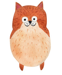 Funny Spitz dog. Watercolor illustration on white background