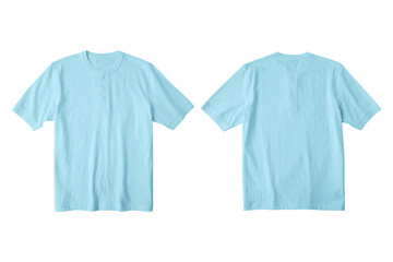 Aqua Isolated Henley Neck Short Sleeve T-Shirt