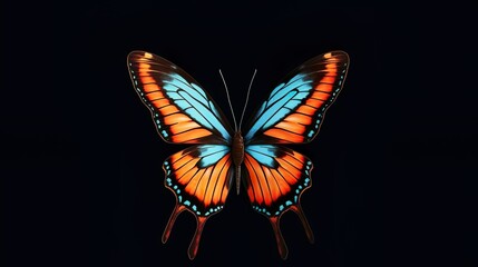 Fototapeta na wymiar Very beautiful blue orange butterfly in flight