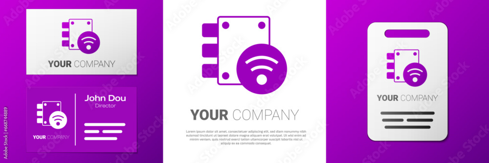 Poster logotype digital door lock with wireless technology for unlock icon isolated on white background. do
