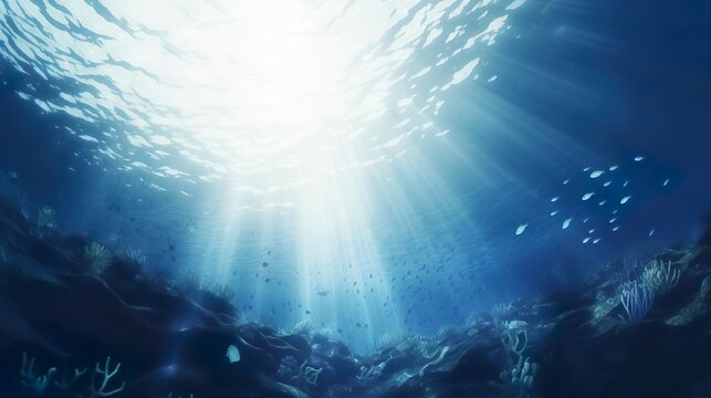 Under the sea background showing light rays
