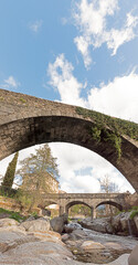 Fototapeta na wymiar The two bridges of Arenas de San Pedro, Roman bridge of Aquelcabos and medieval, Ávila