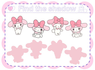 Cute kids activities worksheets preschool game basic animal  bunny fun for children shapes pattern  find the shadow sweet inspiration
