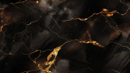 Luxurious black and gold marble seamless texture. Background, wallpaper, ceramic, counter, splash,...