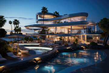 Fototapeta na wymiar Luxury modern villa with swimming pool