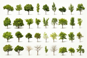 A set of  trees isolate on whitw background