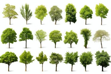 A set of  trees isolate on whitw background