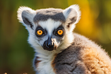 Portrait of a lemur catta. Cute Lemur looking at camera. - Powered by Adobe